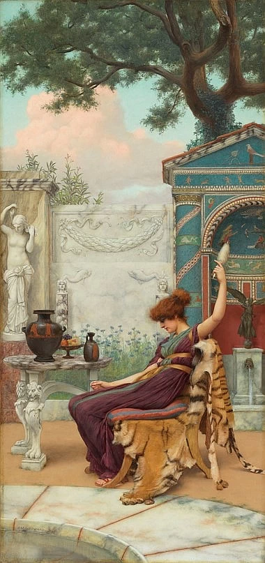 L'avvolgimento della lana in un giardino pompeiano